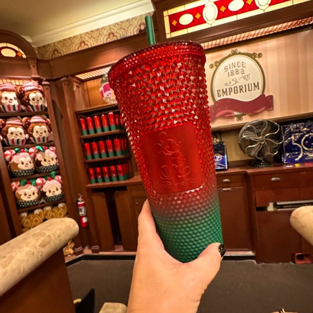 Starbucks X Disney Christmas Studded Green & Red Cold Beverage Tumbler